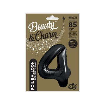 Number B&C Matt Black Black number 4 foil balloon 85 cm