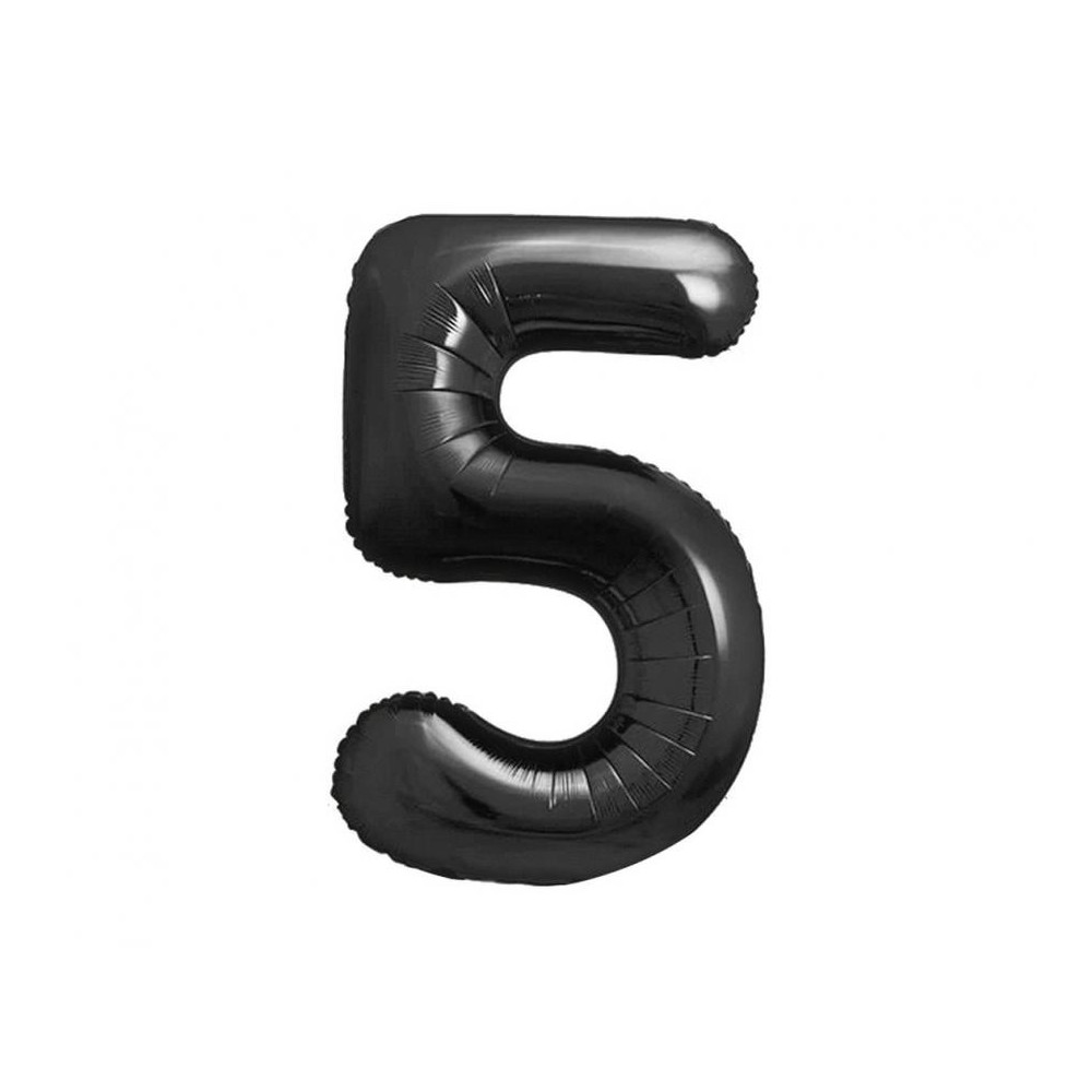 Number B&C Matt Black Black Number 5 Foil Balloon 85 cm