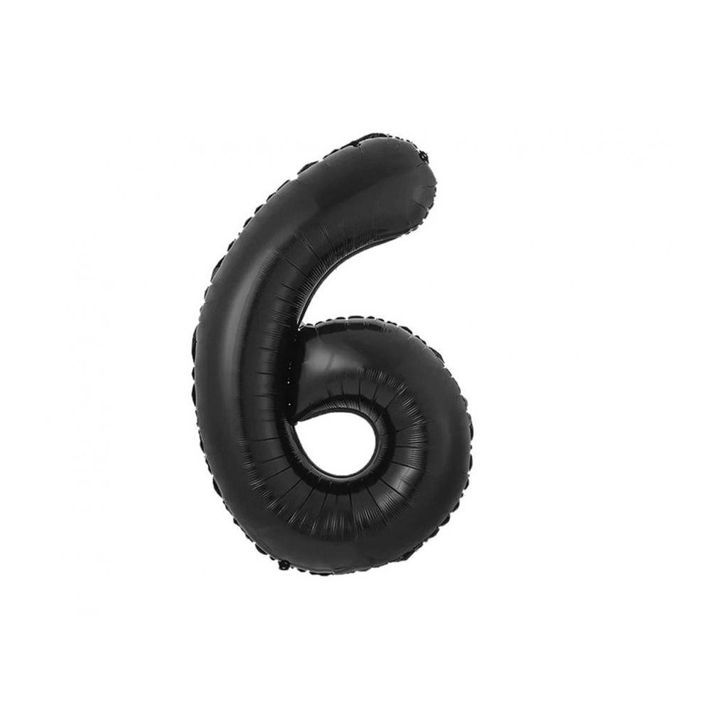 Number B&C Matt Black Black Number 6 Foil Balloon 85 cm