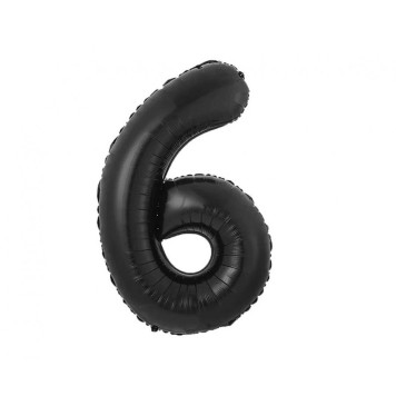 Number B&C Matt Black Black Number 6 Foil Balloon 85 cm