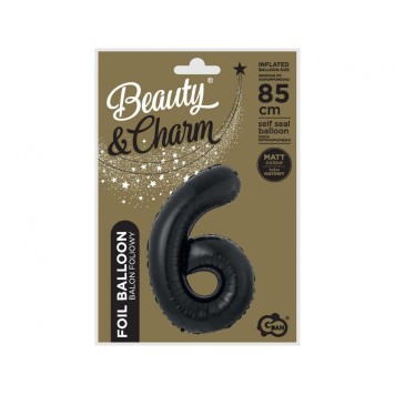 Number B&C Matt Black Black Number 6 Foil Balloon 85 cm