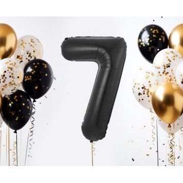 Number B&C Matt Black Black Number 7 Foil Balloon 85 cm