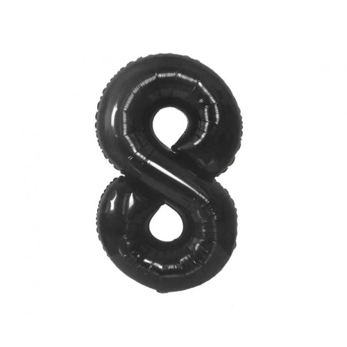 Number B&C Matt Black Black Number 8 Foil Balloon 85 cm