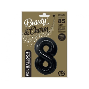 Number B&C Matt Black Black Number 8 Foil Balloon 85 cm