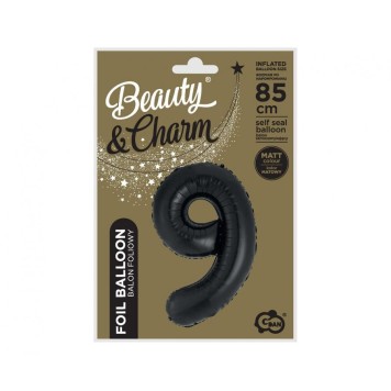 Number B&C Matt Black Black number 9 foil balloon 85 cm