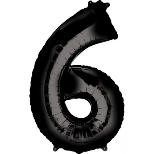 Number Black giant number foil balloon 6, 86*55 cm