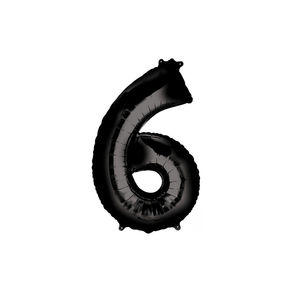 Number Black giant number foil balloon 6, 86*55 cm