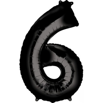 Number Black giant number foil balloon 6, 86*55 cm