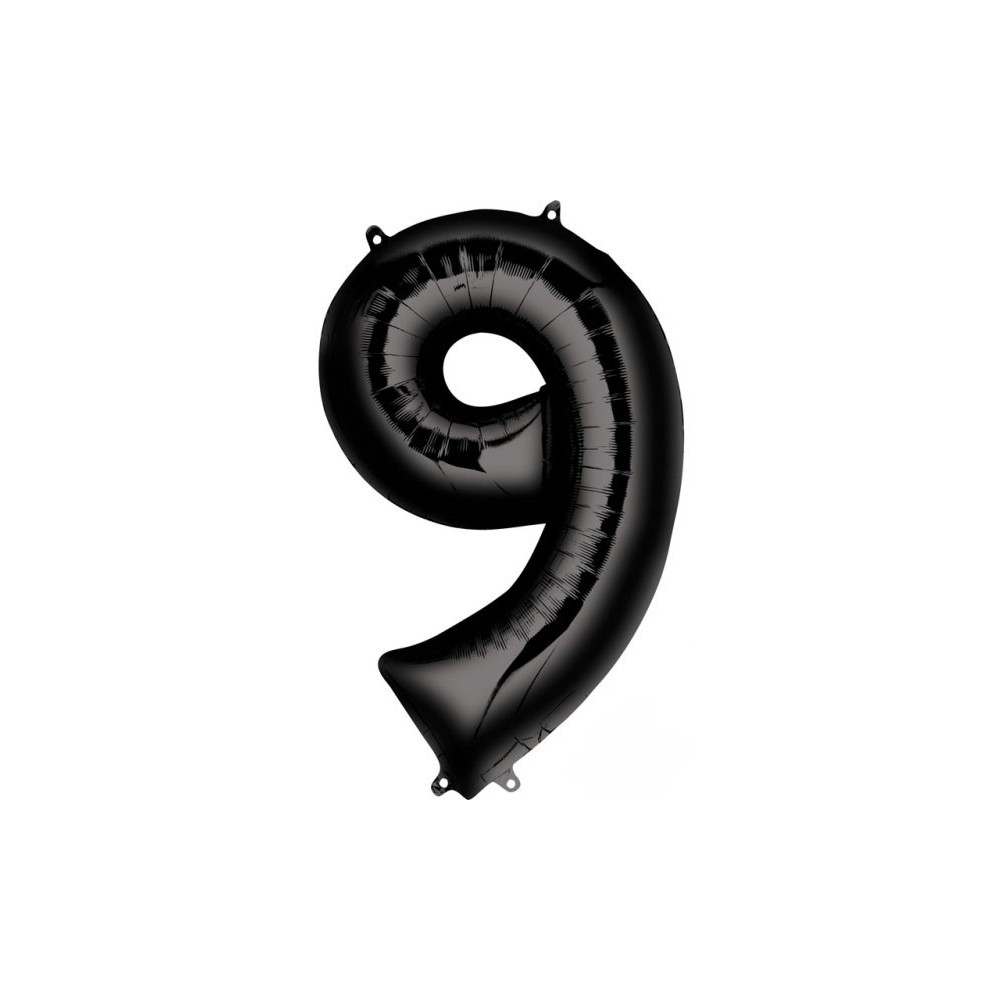 Number Black giant number foil balloon 9, 86*55 cm