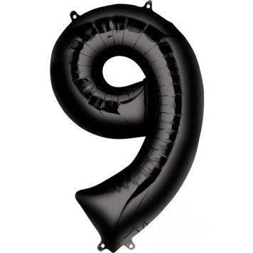 Number Black giant number foil balloon 9, 86*55 cm