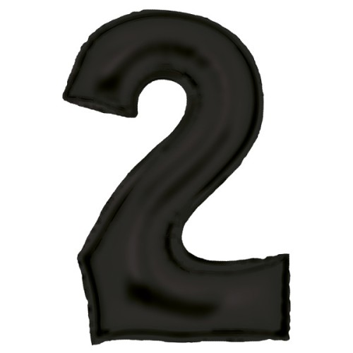 Number Lustre Black, Black number 2 foil balloon 86 cm