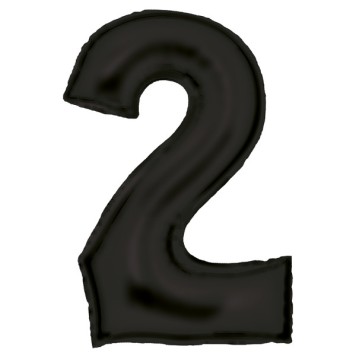 Number Lustre Black, Black number 2 foil balloon 86 cm