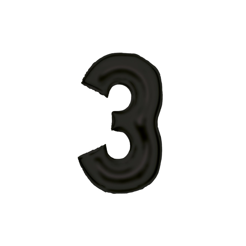 Number Lustre Black, Black Foil Balloon Number 3, 86 cm