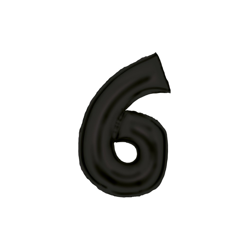 Number Lustre Black, Black Number 6 Foil Balloon 86 cm