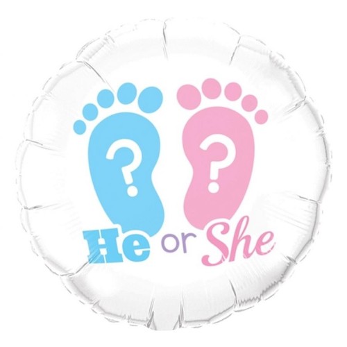 Baby He or She Boy or Girl foil balloon 46 cm