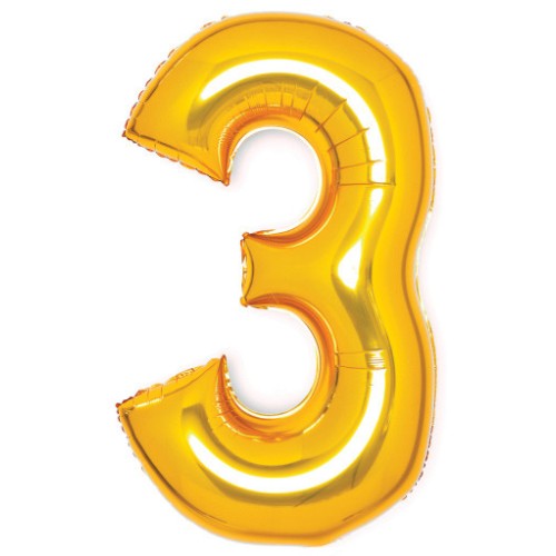 Number Gold, Number 3 foil balloon 66 cm