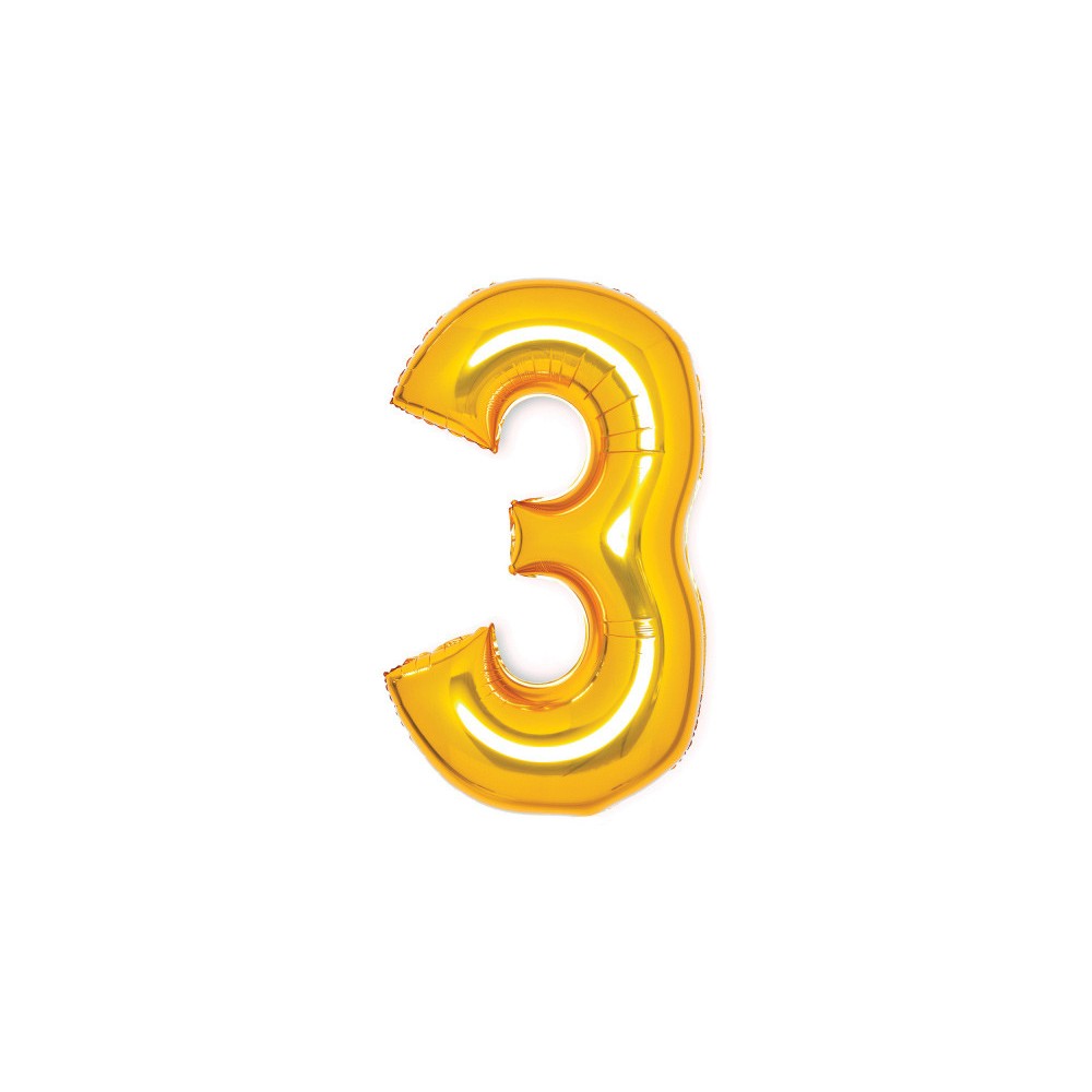 Number Gold, Number 3 foil balloon 66 cm