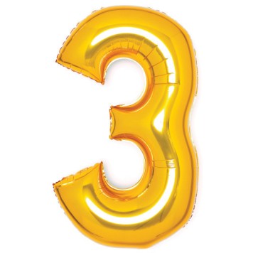 Number Gold, Number 3 foil balloon 66 cm
