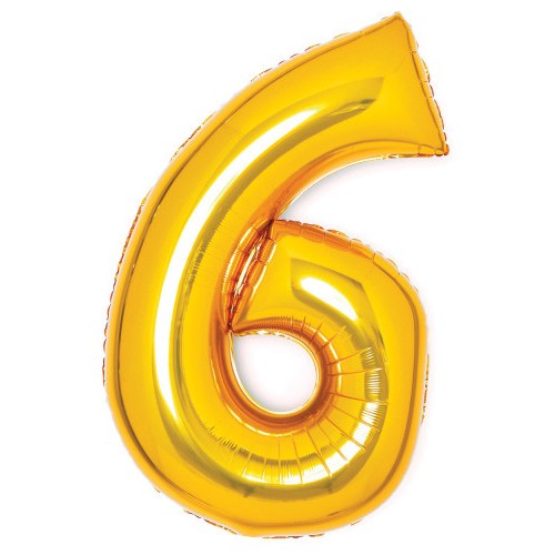Number Gold, Gold Number 6 Foil Balloon 66 cm
