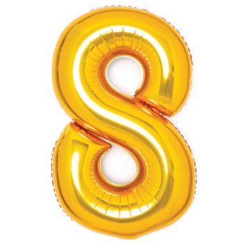 Number Gold, Gold Number 8 Foil Balloon 66 cm