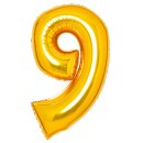 Number Gold, Gold Number 9 Foil Balloon 66 cm