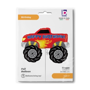 Happy Birthday Monster Truck Happy Birthday foil balloon 86 cm