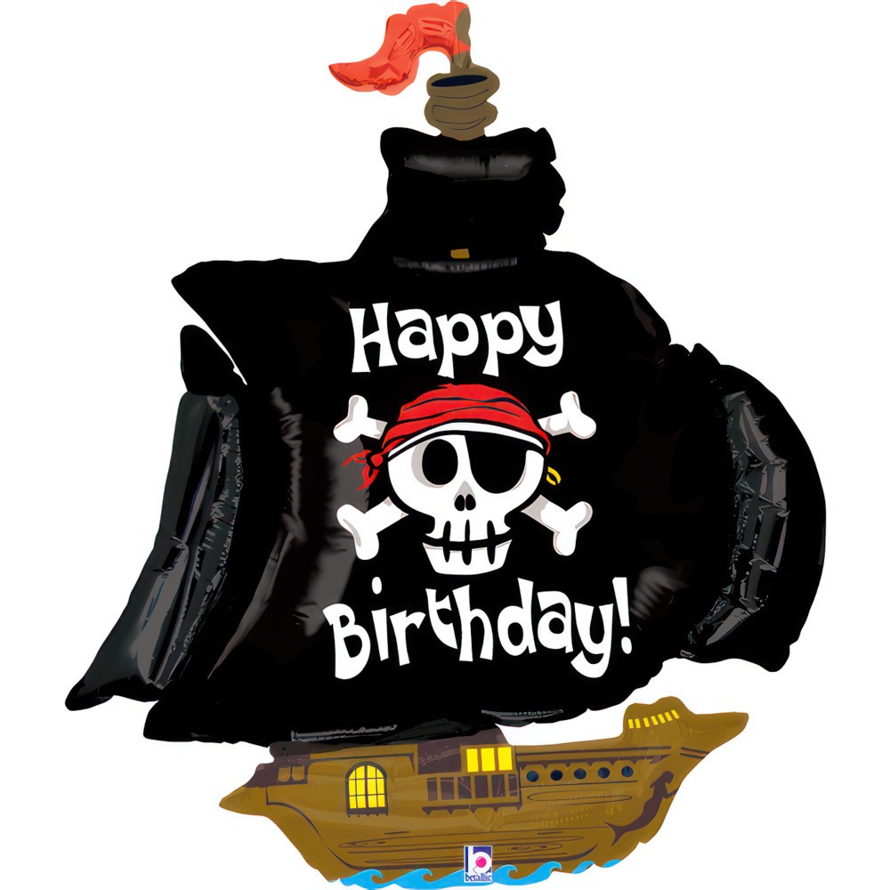 Happy Birthday Pirate Ship Happy Birthday foil balloon 117 cm