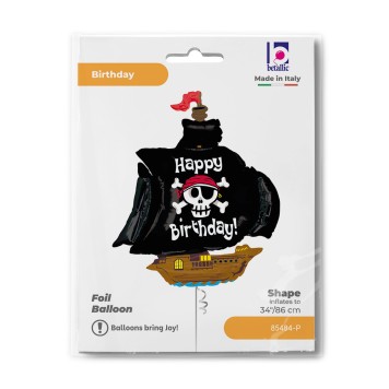 Happy Birthday Pirate Ship Happy Birthday foil balloon 117 cm