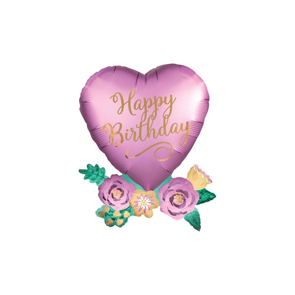 Happy Birthday Happy Birthday Satin Heart foil balloon 76 cm