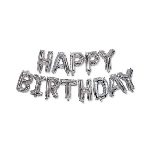 Happy Birthday Happy Birthday Silver Foil Balloon 3.4 m