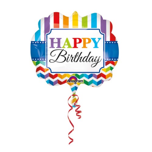 Happy Birthday Happy Birthday Stripe foil balloon 63 cm