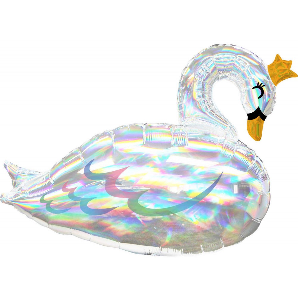 Swan Gold Tiara  Holographic Foil Balloon 73 cm