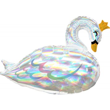 Swan Gold Tiara  Holographic Foil Balloon 73 cm