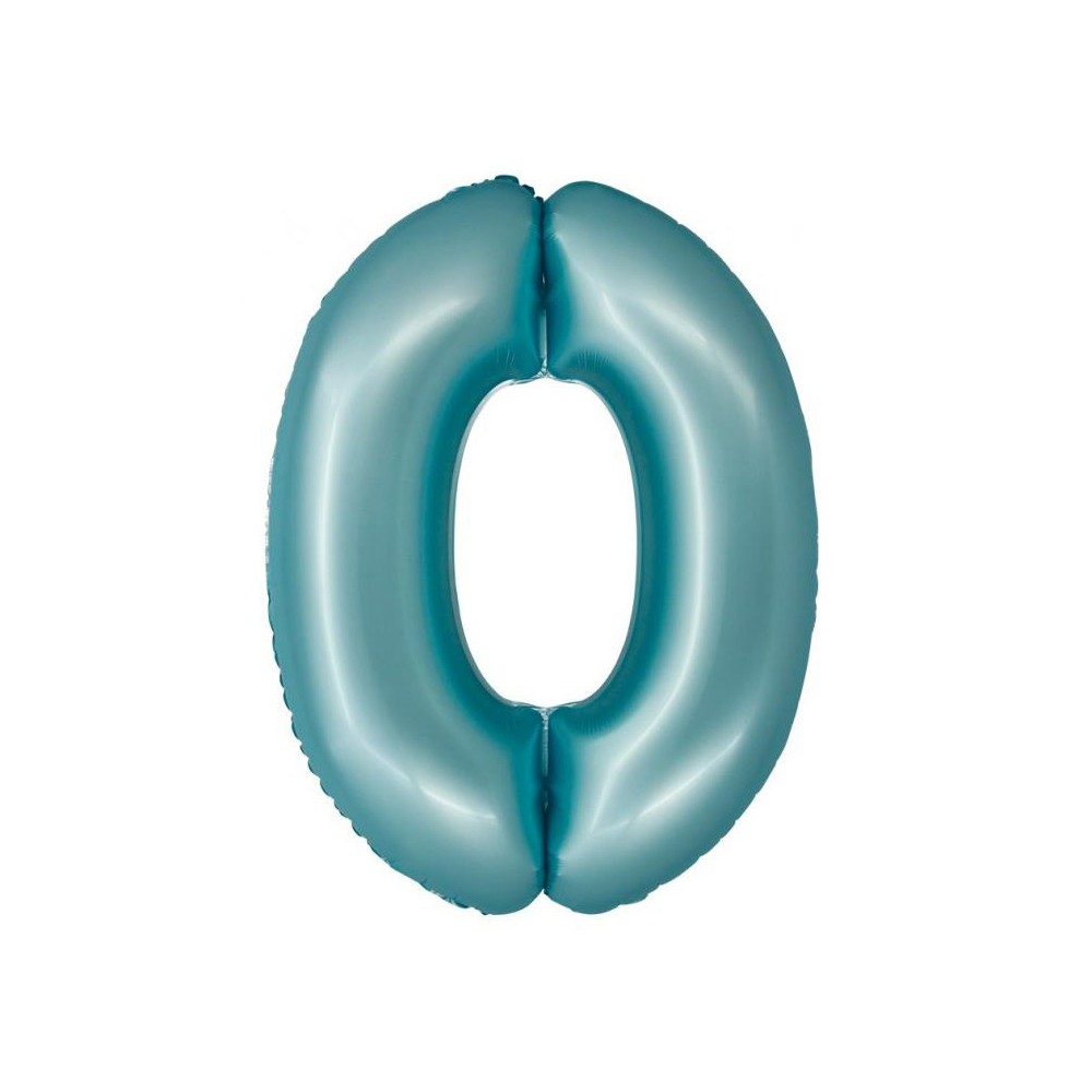 Number Light Blue Mat Blue 0 foil balloon 76 cm