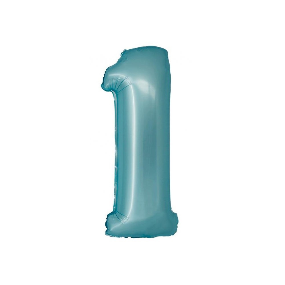 Number Light Blue Mat Blue number 1 foil balloon 76 cm