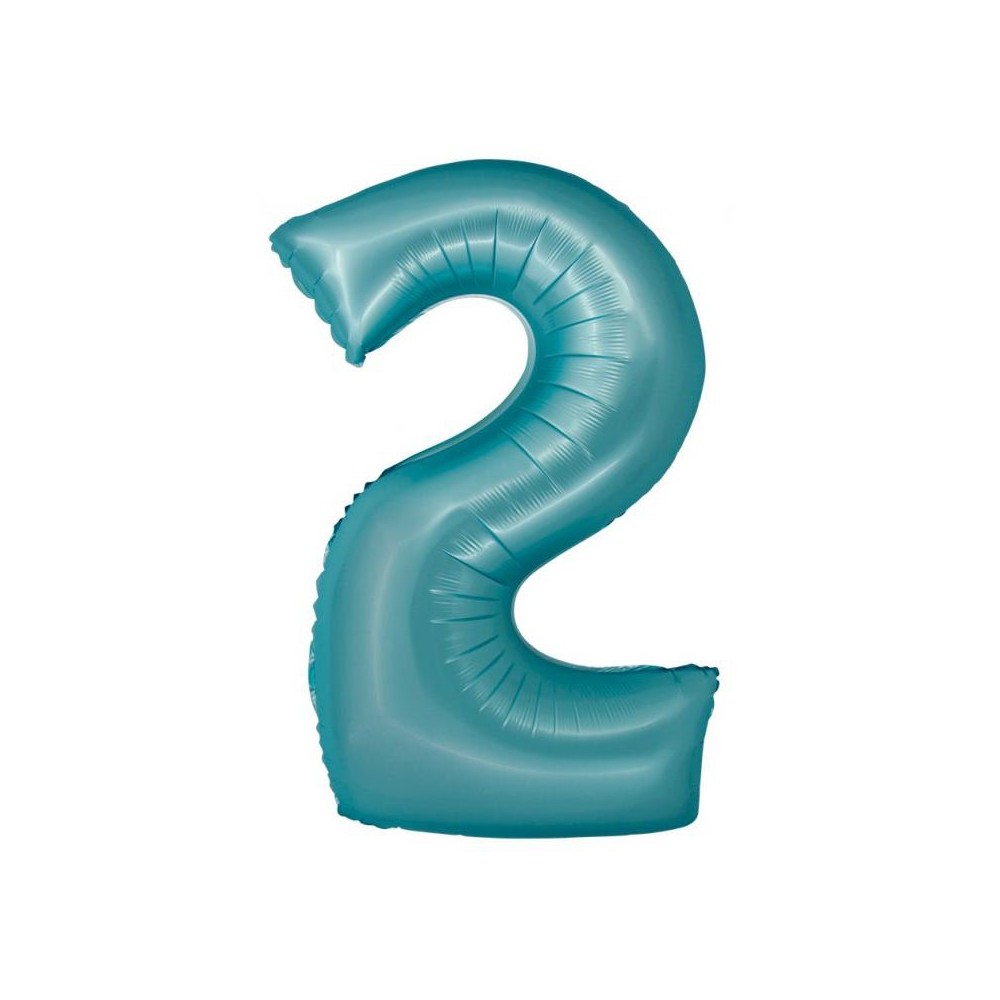 Number Light Blue Mat Blue number 2 foil balloon 76 cm