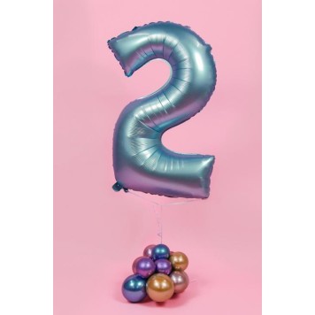Number Light Blue Mat Blue number 2 foil balloon 76 cm