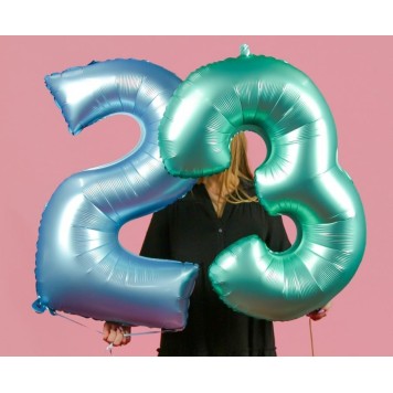 Number Light Blue Mat Blue number 2 foil balloon 76 cm
