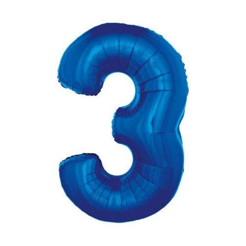 Number B&C Blue Blue Number 3 Foil Balloon 92 cm