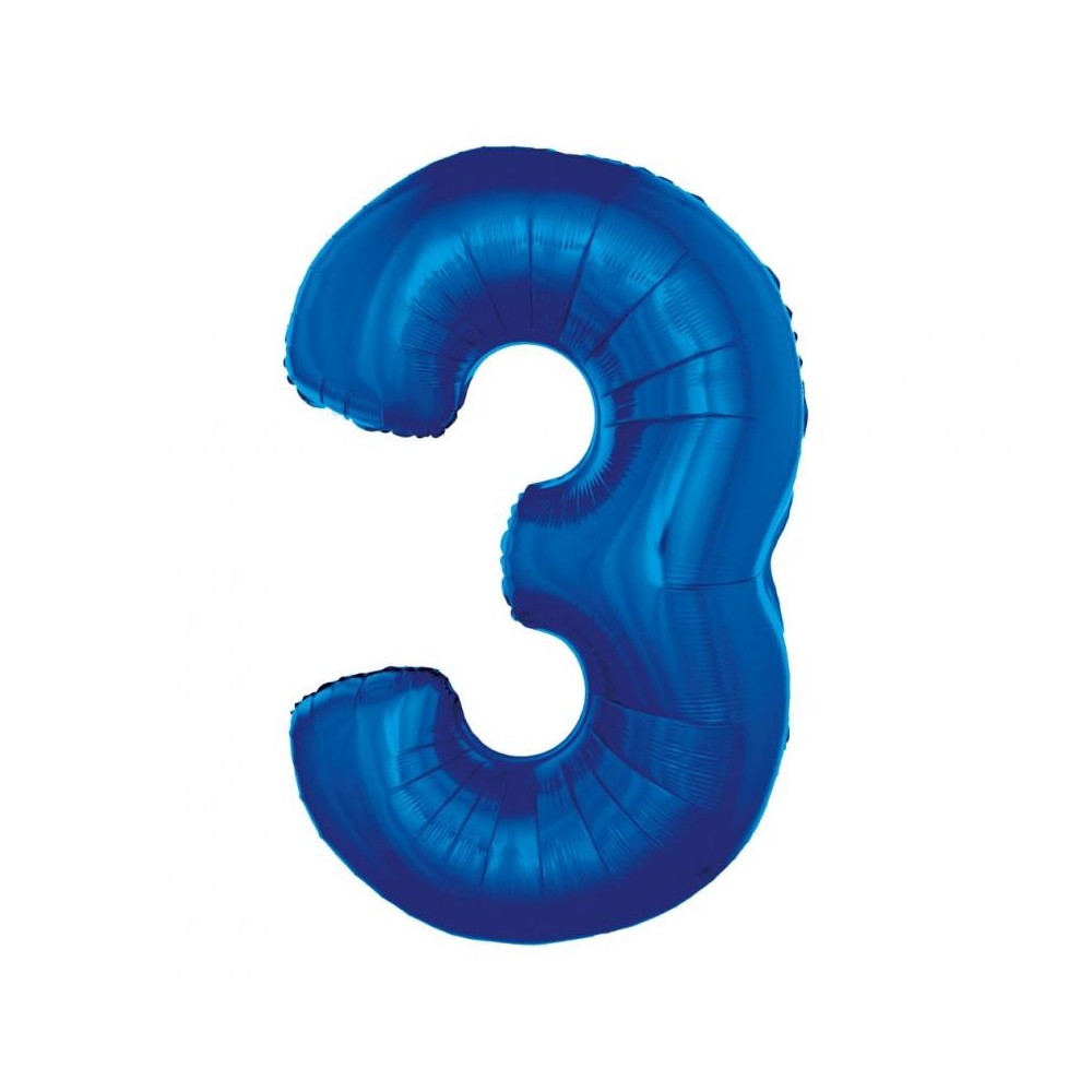 Number B&C Blue Blue Number 3 Foil Balloon 92 cm