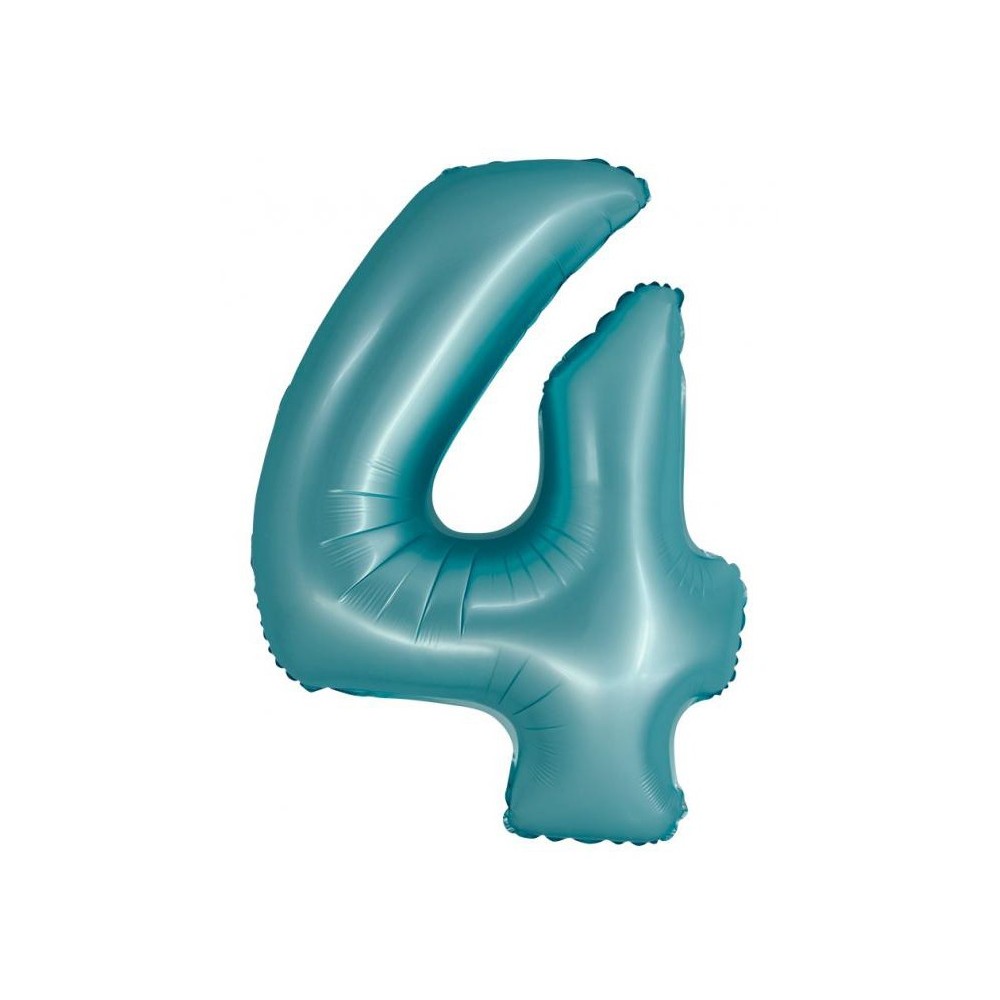 Number Light Blue Mat Blue number 4 foil balloon 76 cm