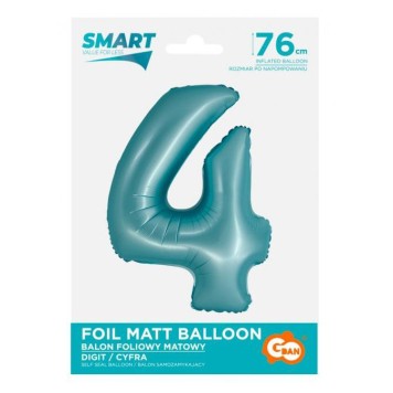 Number Light Blue Mat Blue number 4 foil balloon 76 cm