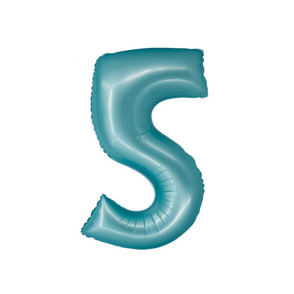 Number Light Blue Mat Blue Number 5 Foil Balloon 76 cm