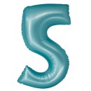 Number Light Blue Mat Blue Number 5 Foil Balloon 76 cm