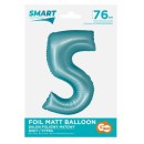 Number Light Blue Mat Blue Number 5 Foil Balloon 76 cm