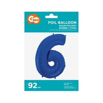 Number B&C Blue Blue number 6 foil balloon 92 cm