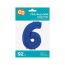 Number B&C Blue Blue number 6 foil balloon 92 cm