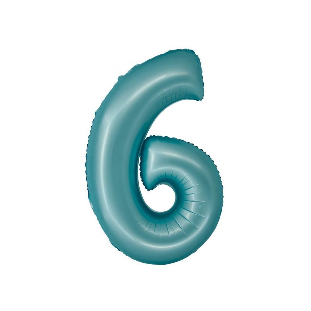 Number Light Blue Mat Blue Number 6 Foil Balloon 76 cm