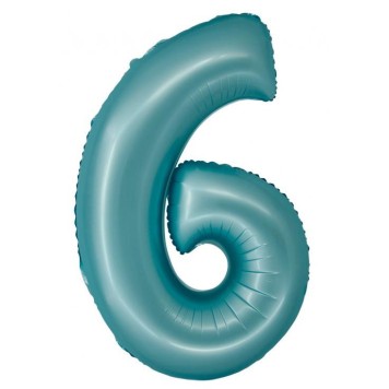 Number Light Blue Mat Blue Number 6 Foil Balloon 76 cm