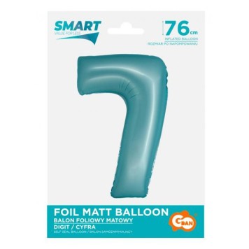Number Light Blue Mat Blue number 7 foil balloon 76 cm